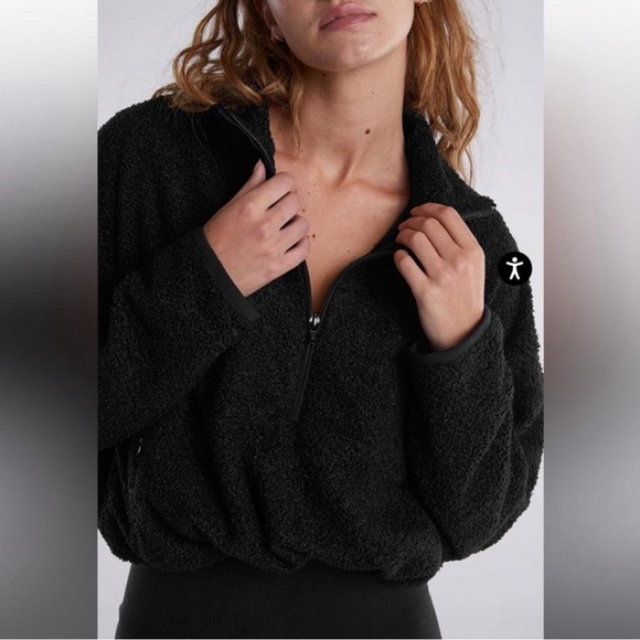 SET ACTIVE Lightweight Onyx Fleece Halfzip Black Teddy Jacket - Picture 2 of 6